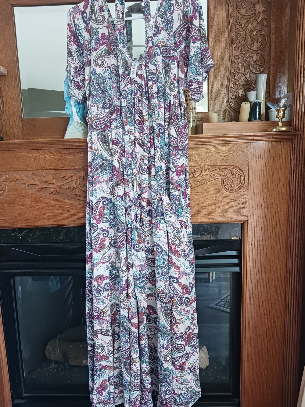 Latched Mama White Paisley Short-Sleeve V-Neck Maxi Nursing Romper Sz 6-18